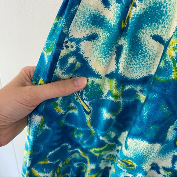 Vintage Lauhala Hawaii Dress Hibiscus Maxi Ruffle Sleeve Zip Back Size XS? Blue - Picture 13 of 16